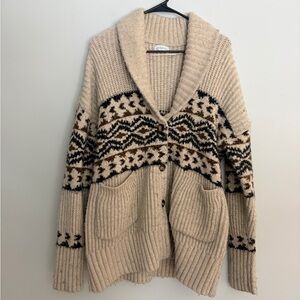 Carly Jean Los Angeles Beige and Black Knit Cardigan